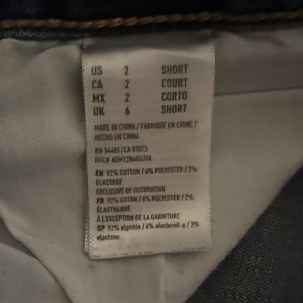 AEO Dark Blue Distressed Skinny Jeans - Picture 3 of 15